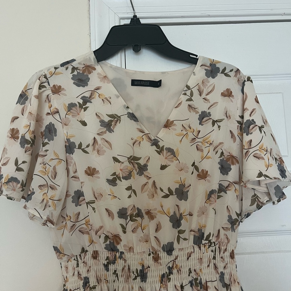 Mikarose V-Neck Dress with Floral Print
